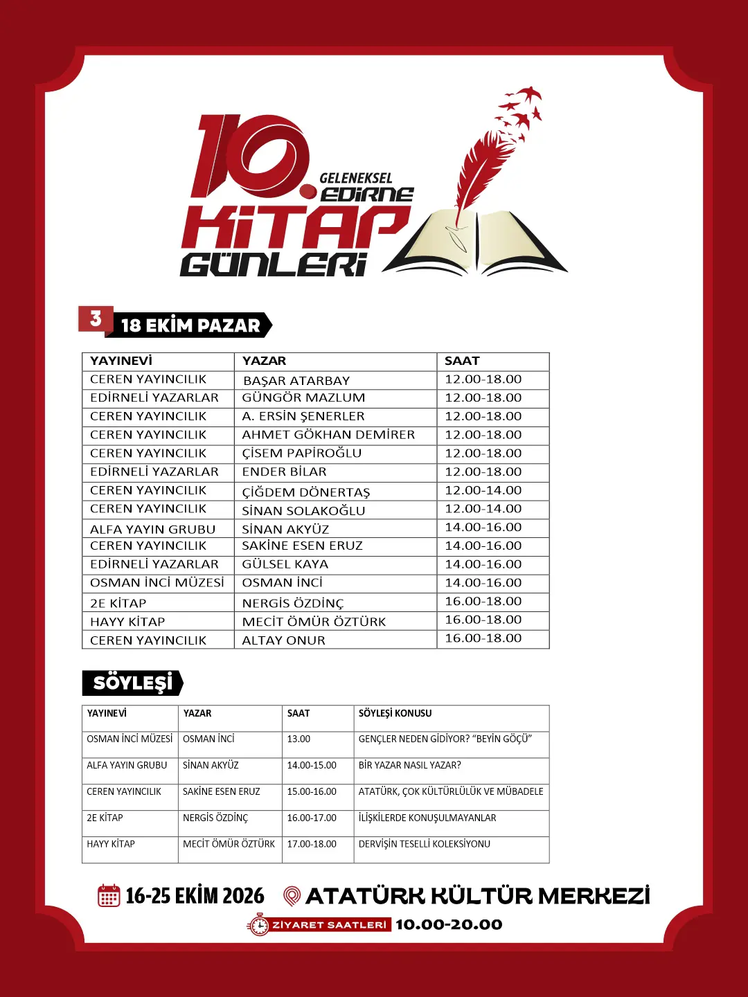 10. GELENEKSEL EDİRNE KİTAP GÜNLERİ’NİN PROGRAMI AÇIKLANDI galeri görseli